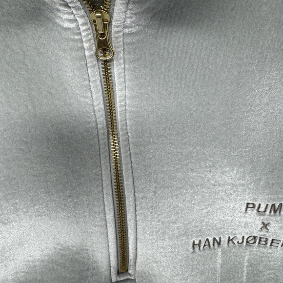 Puma x Han Kjøbenhavn velvet Silver Half-Zip Sweatshirt men’s size xxL preowned - Picture 7 of 13